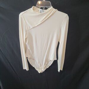 & Other Stories Women's Long Sleeve Bodysuit Cream  Size L